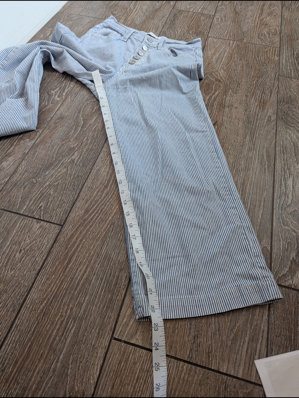 Flying Monkey High Rise Wide Leg Jeans Light Blue Stripe Button Fly Size 25 - Picture 9 of 10